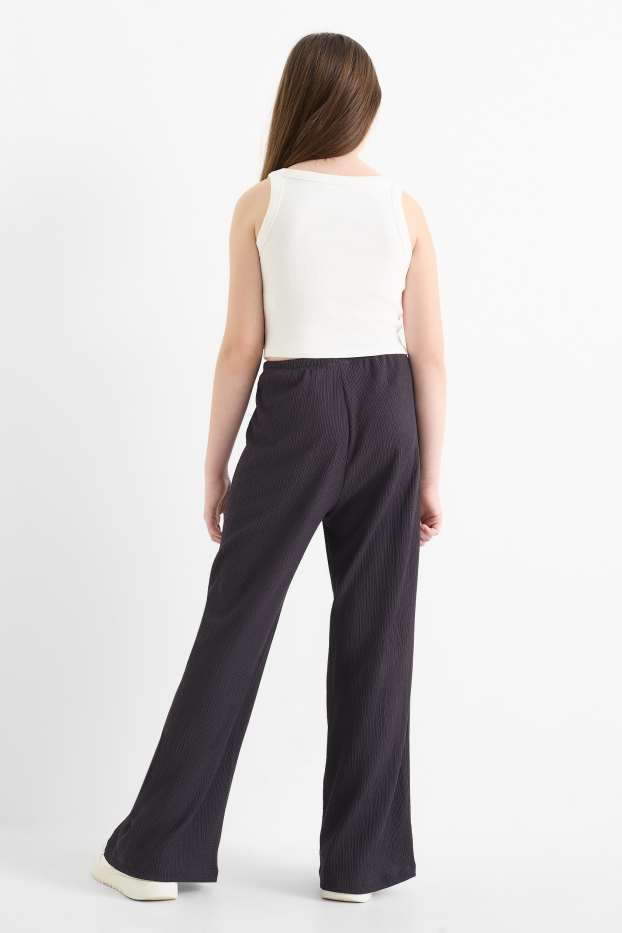 Children Girls - Jersey trousers - textured - dark gray