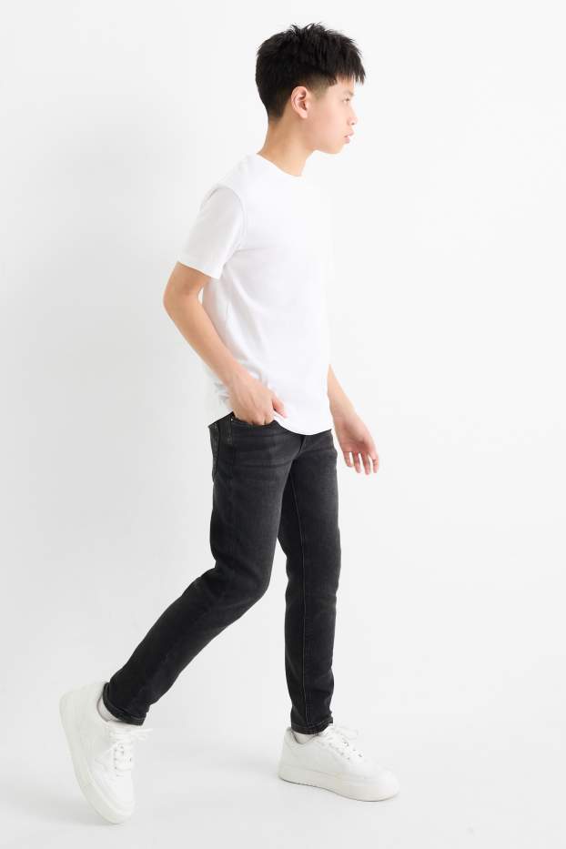 Kinder Buben - Slim Jeans - Thermojeans - Jog Denim - dunkeljeansgrau