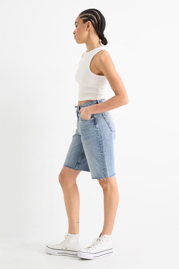 Dámské - Džínové šortky - mid waist - džíny - světle modré