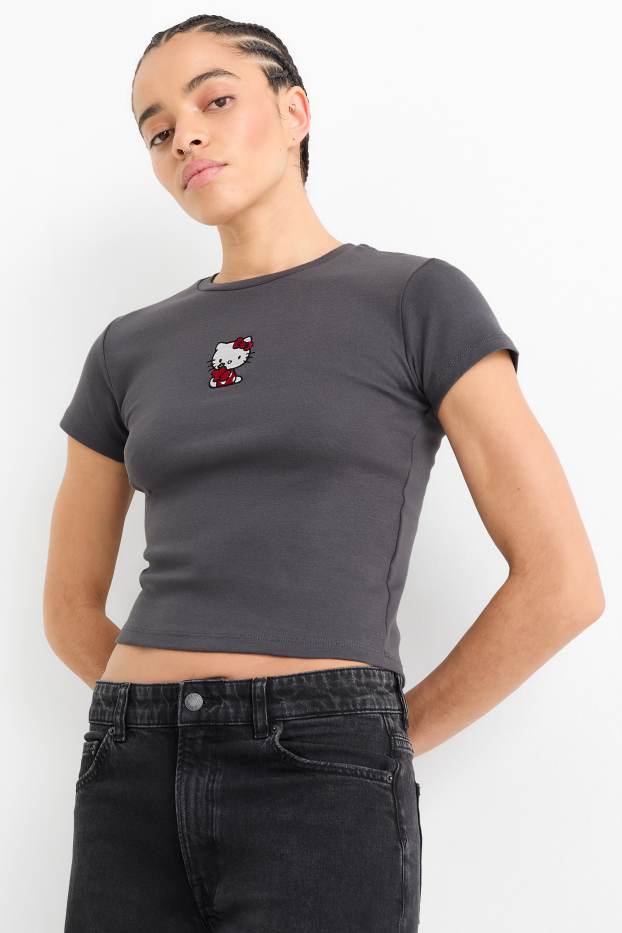 Women - T-shirt - Hello Kitty - dark gray