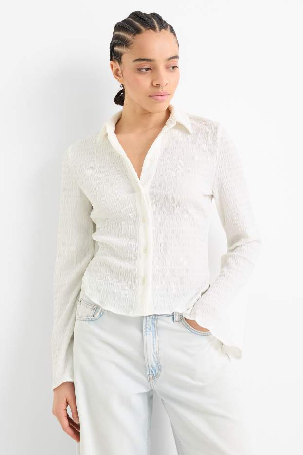 Femmes - Chemisier - texturé - blanc crème