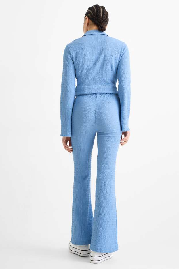 Damen - Stoffhose - Mid Waist - Flared - hellblau