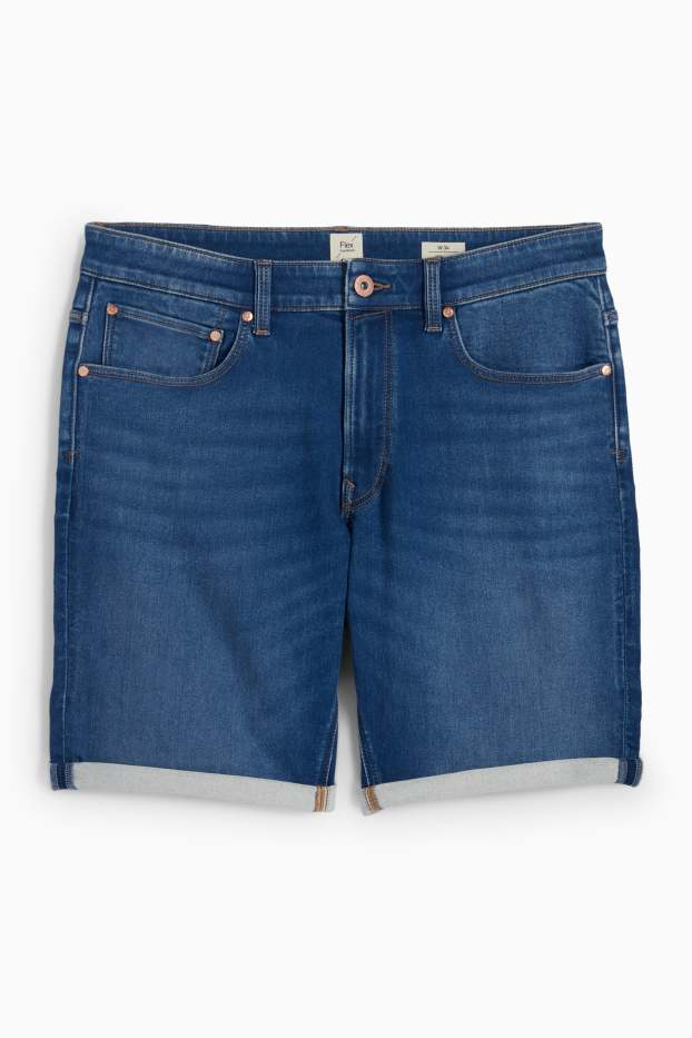 Heren - Korte spijkerbroek - Flex jog denim - jeansblauw