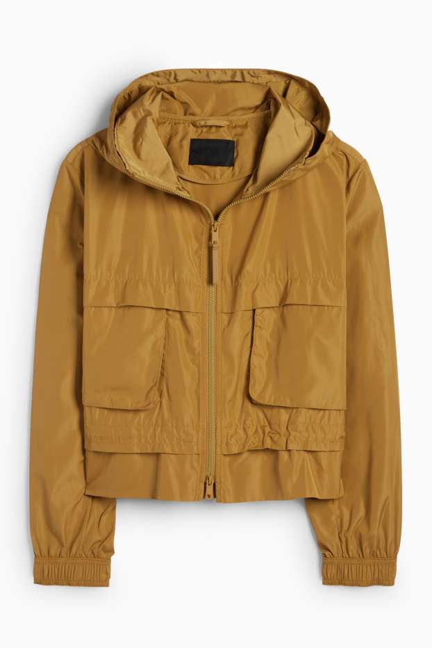 Damen - Jacke mit Kapuze - wasserabweisend - senfgelb