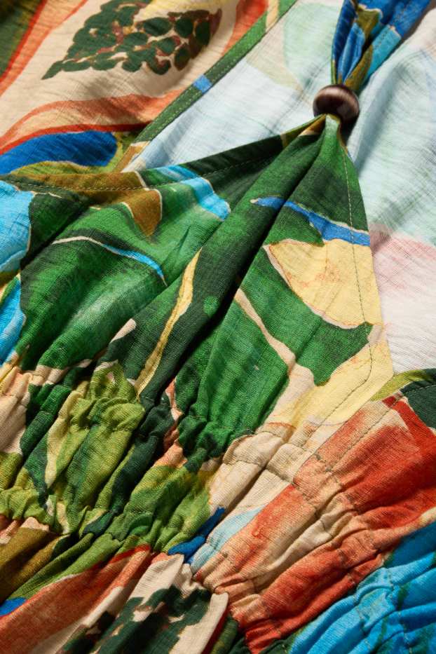 Dames - Empirejurk met V-hals - met patroon - gekleurd