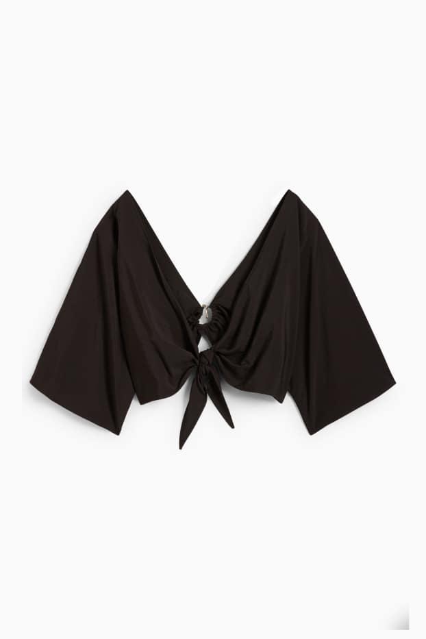 Dames - Korte blouse met V-hals - zwart