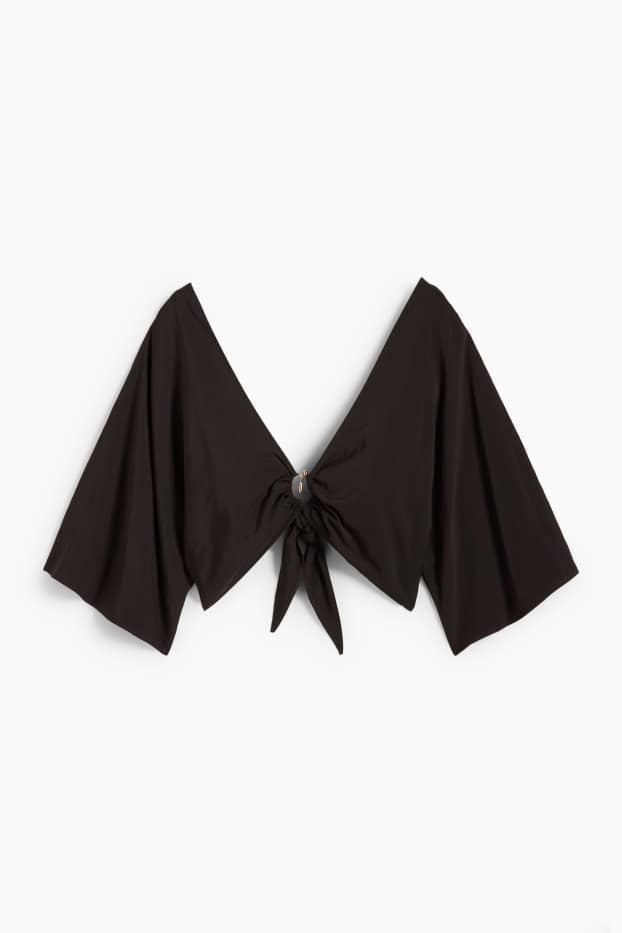 Dames - Korte blouse met V-hals - zwart