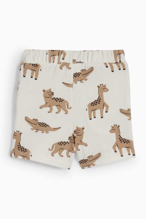 Bébés garçons - Animaux sauvages - short pour bébé - texturé - blanc crème
