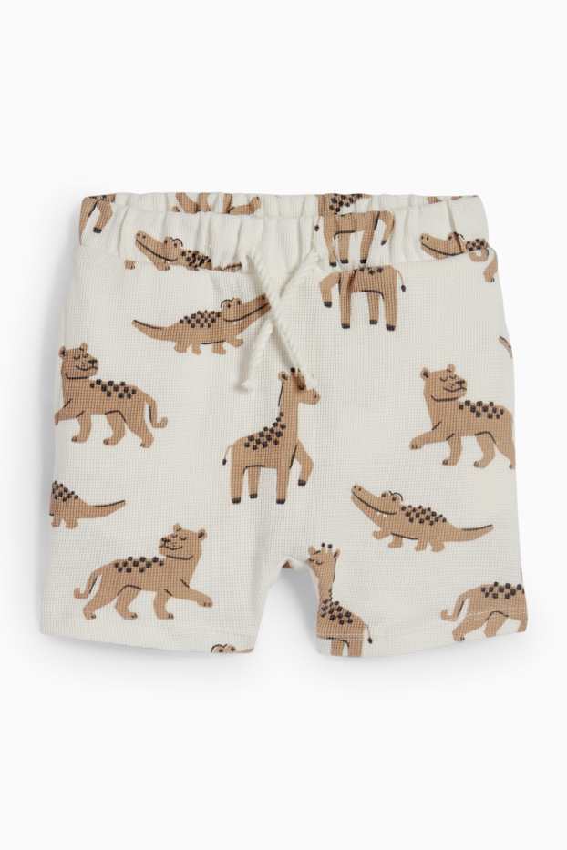 Bébés garçons - Animaux sauvages - short pour bébé - texturé - blanc crème