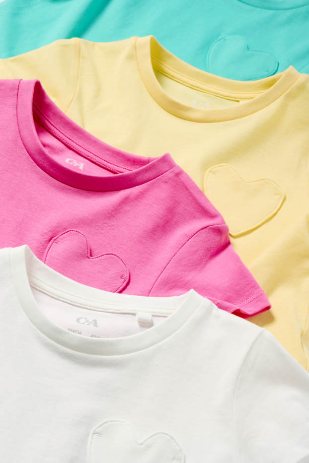 Bambine - Confezione da 4 - t-shirt - cuore - bianco crema