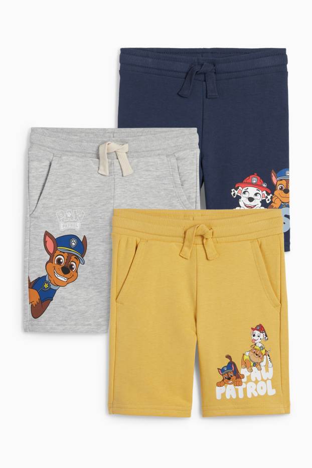 Kinder Buben - Multipack 3er - PAW Patrol - Chase - Sweat-Bermudas - gelb