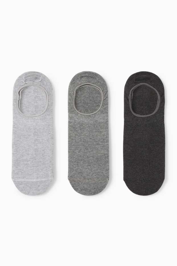 Herren - Multipack 3er - Füßlinge - grau-melange