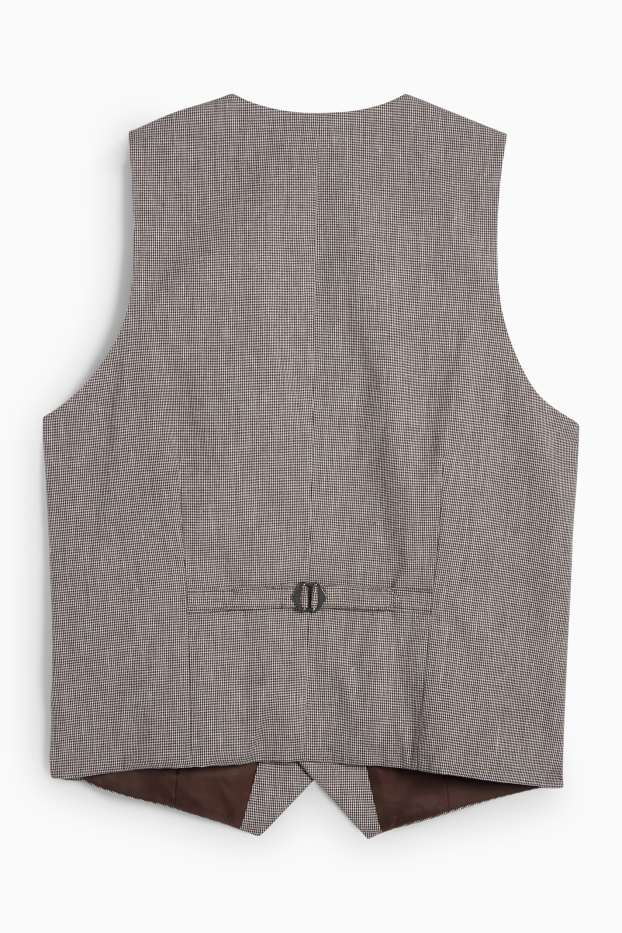 Uomo - Gilet con componente di lino - regular fit - Flex - a quadretti - beige / marrone