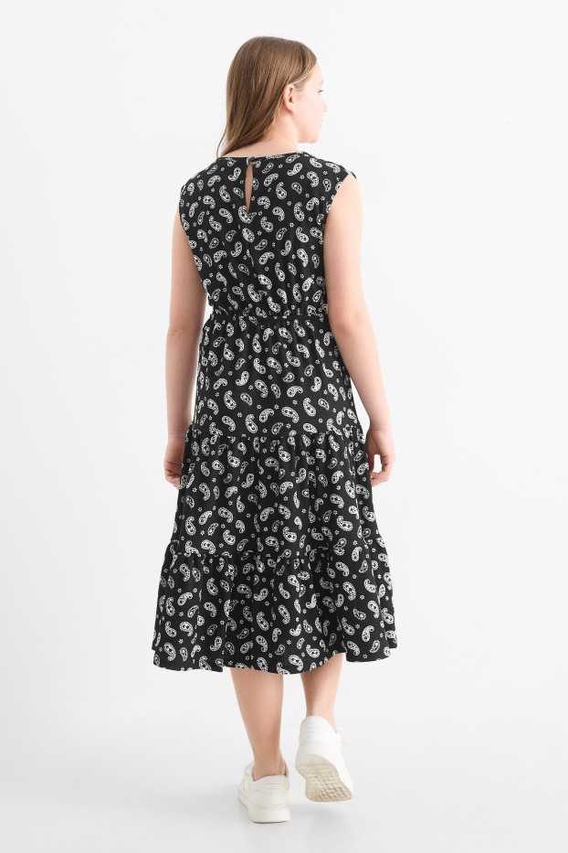 Kinderen: meisjes - Jurk - met patroon - zwart