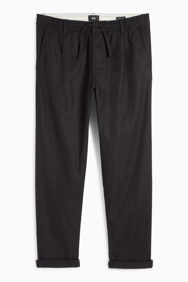 Uomo - Pantaloni chino - misto lino - nero
