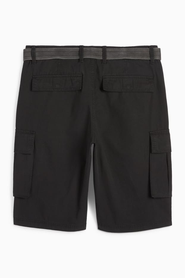 Uomo - Shorts cargo con cintura - nero