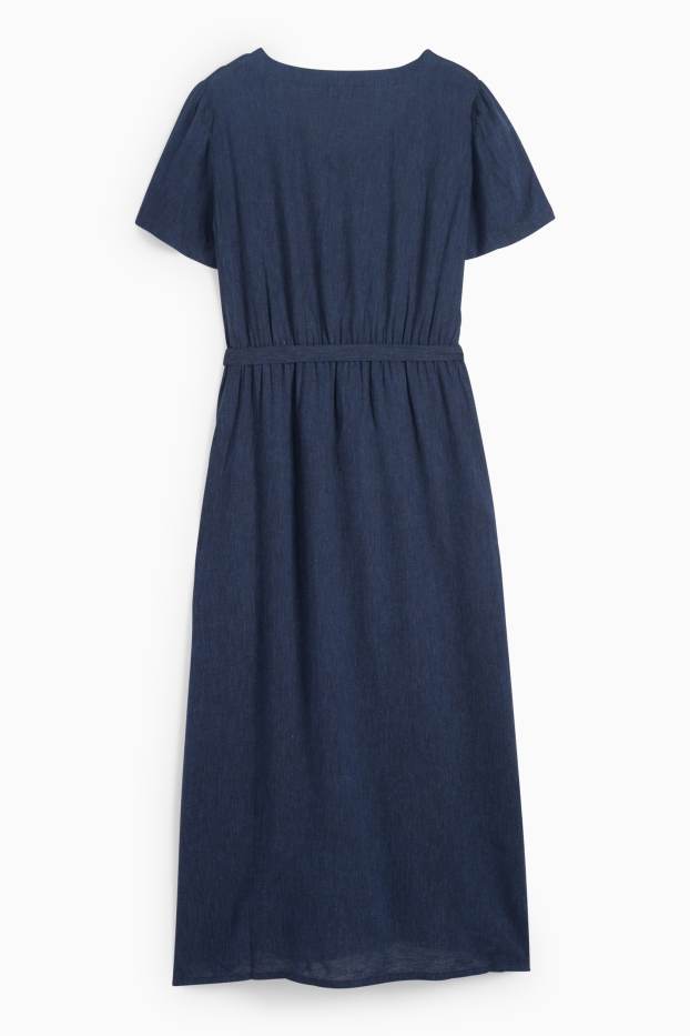 Femmes - Robe d’allaitement - lin mélangé - bleu foncé
