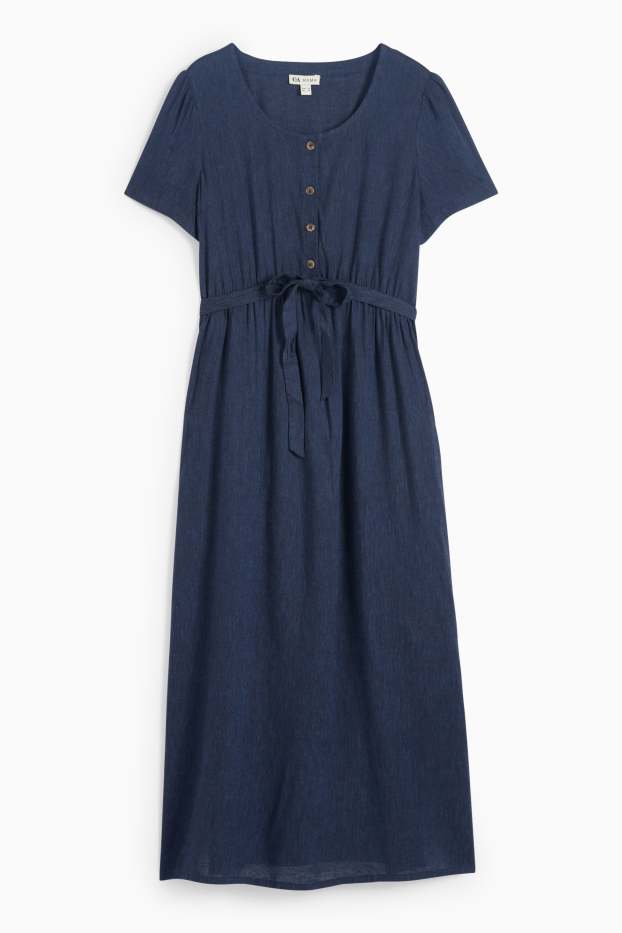 Femmes - Robe d’allaitement - lin mélangé - bleu foncé