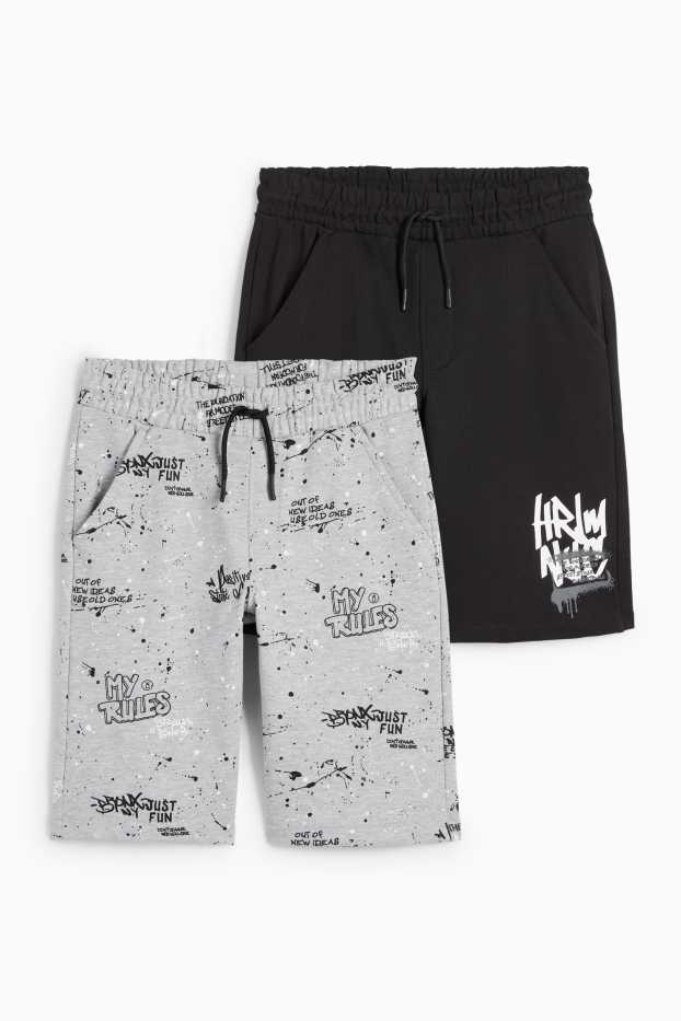 Nen - Paquet de 2 - grafits - bermudes de xandall - gris/negre
