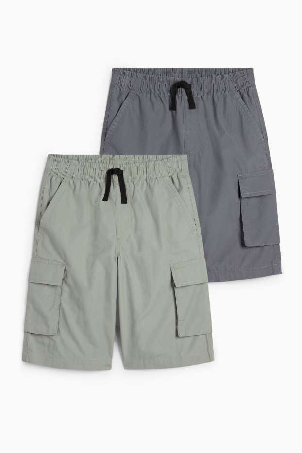 Copii - Băieți - Multipack 2 perechi - pantaloni scurți cargo - gri