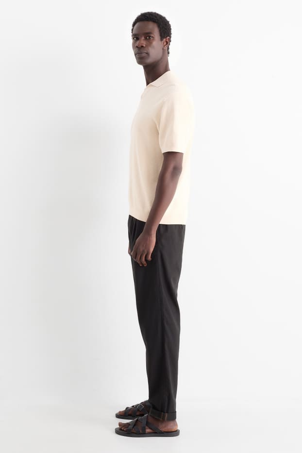 Uomo - Pantaloni chino - misto lino - nero