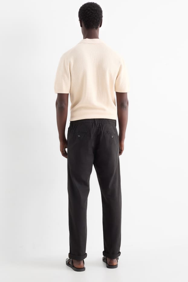 Uomo - Pantaloni chino - misto lino - nero