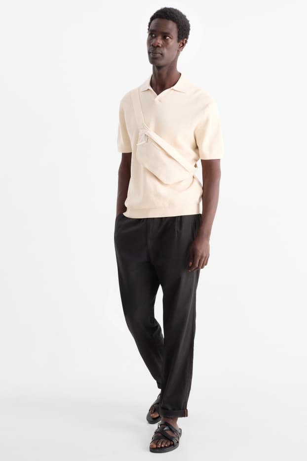 Uomo - Pantaloni chino - misto lino - nero
