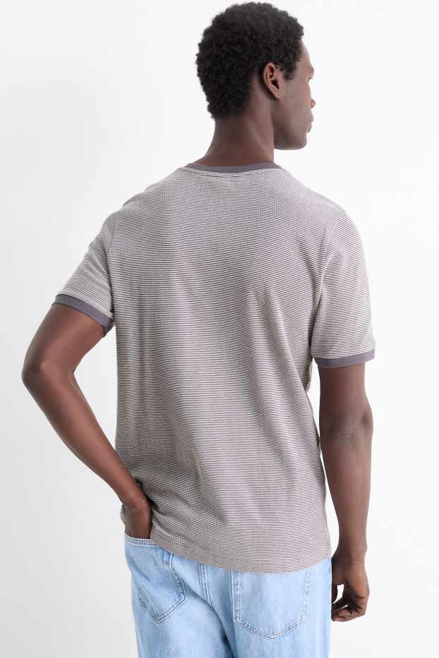 Hommes - T-shirt - regular fit - texturé - gris foncé