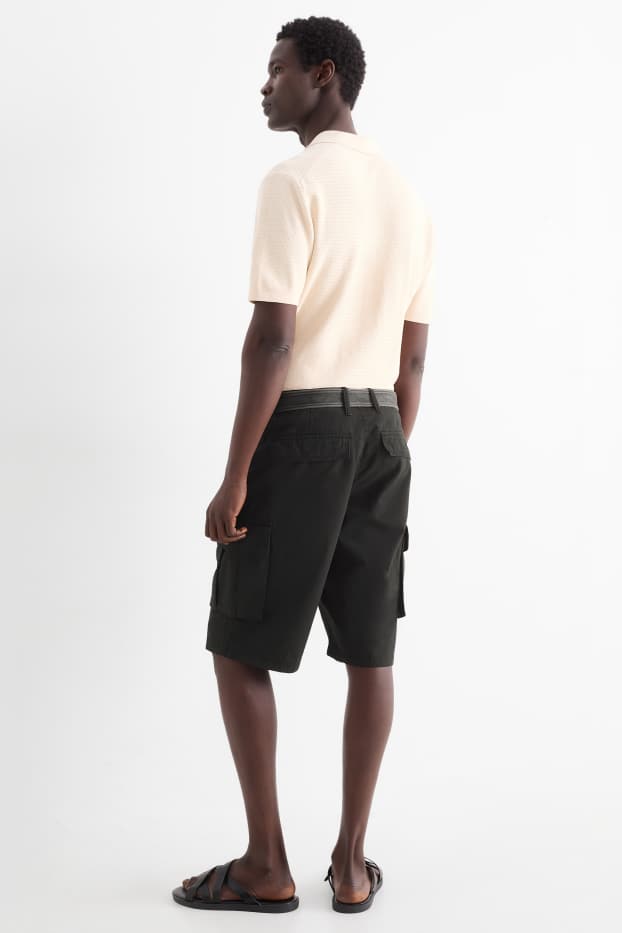Uomo - Shorts cargo con cintura - nero