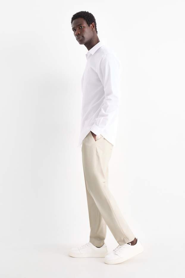 Herren - Baukasten-Hose - Slim Fit - Flex - gestreift - hellbeige