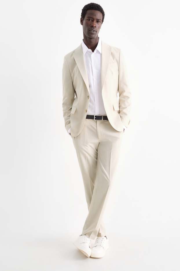 Herren - Baukasten-Hose - Slim Fit - Flex - gestreift - hellbeige