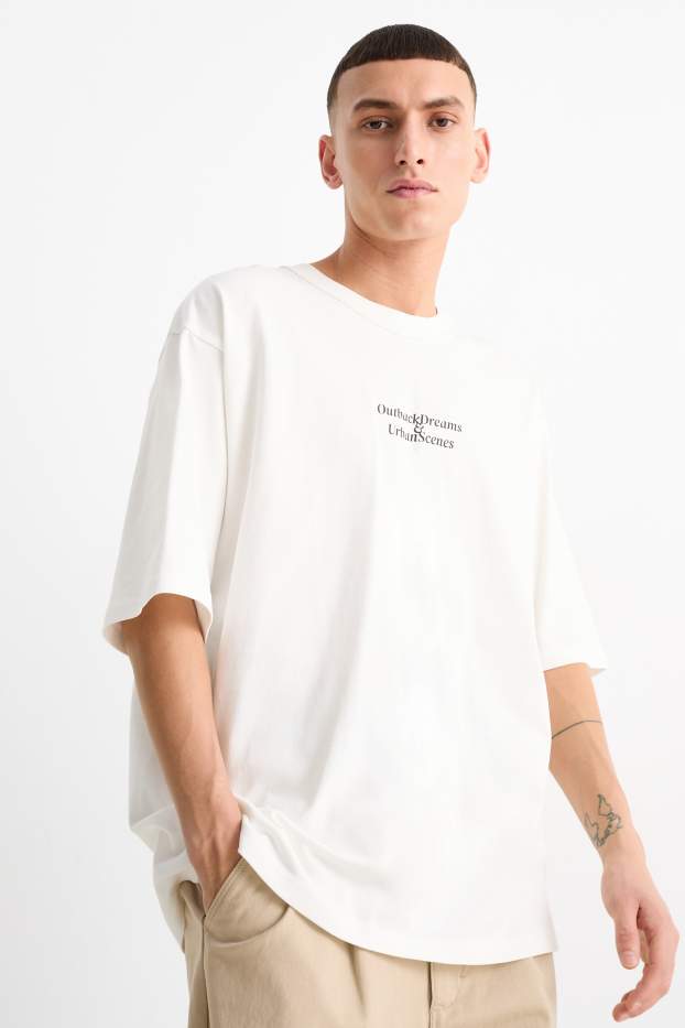 Herren - T-Shirt - Oversized - cremeweiß