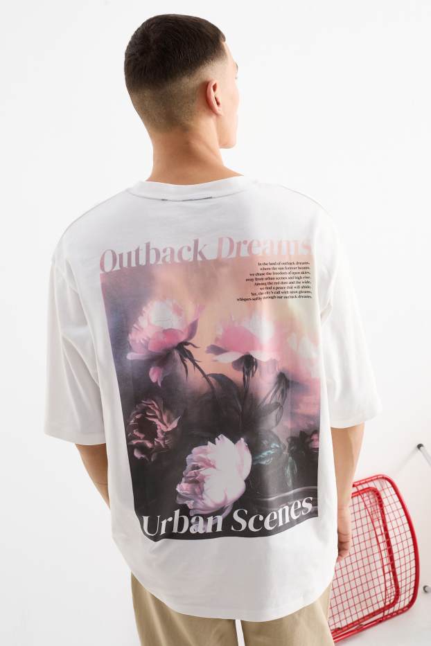 Herren - T-Shirt - Oversized - cremeweiß