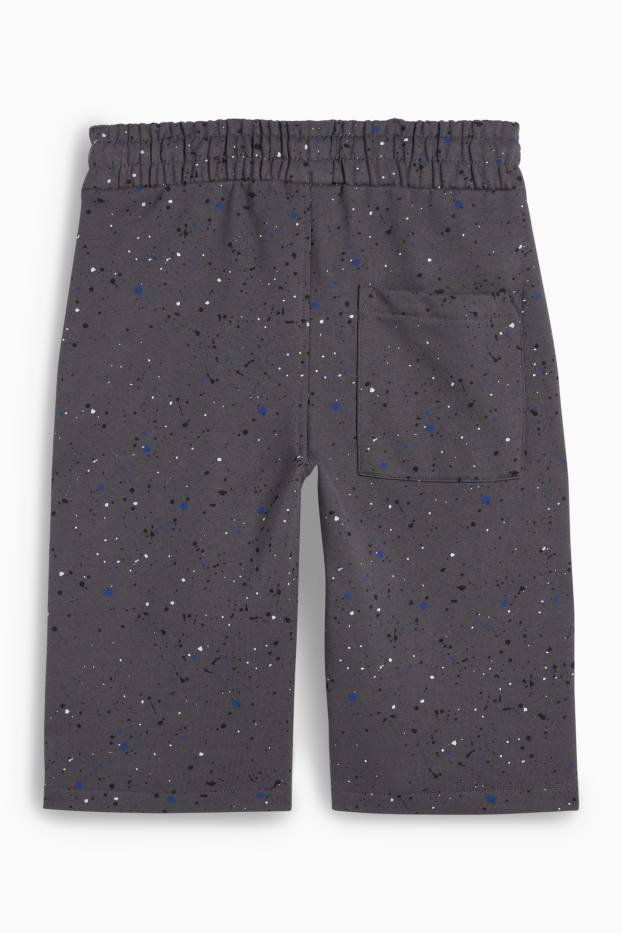 Kinder Buben - Sweat-Bermudas - gemustert - dunkelgrau