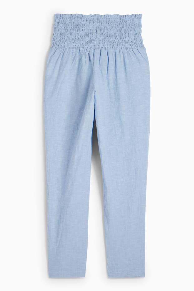 Donna - Pantaloni premaman - arricciature - azzurro
