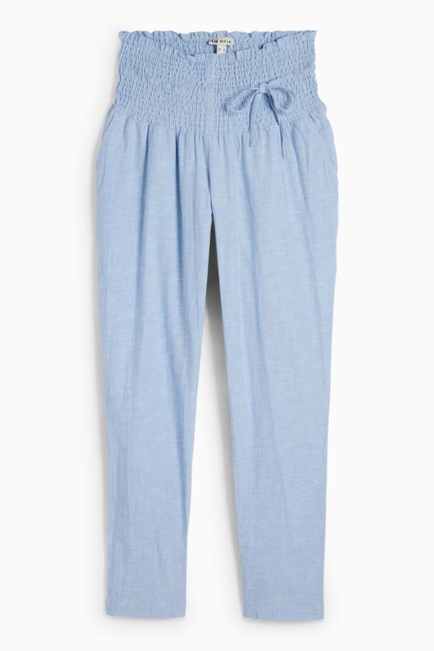 Donna - Pantaloni premaman - arricciature - azzurro