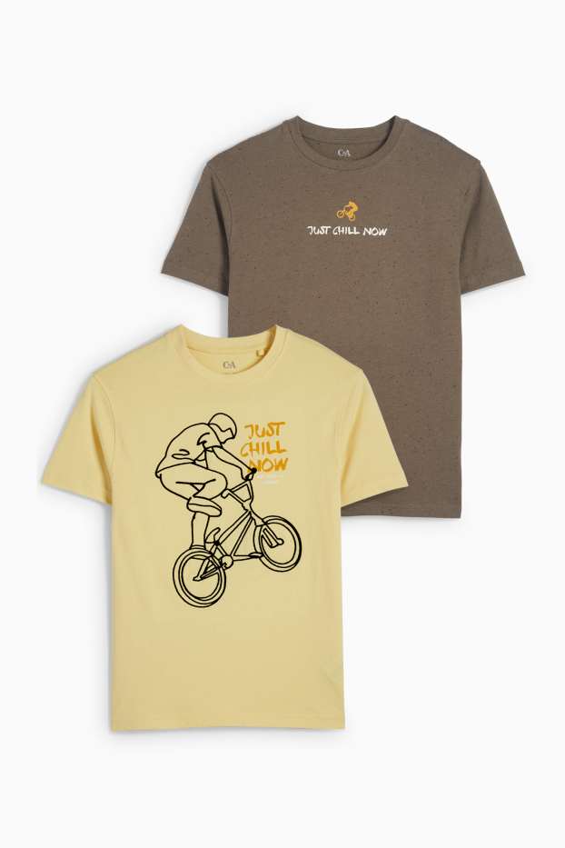 Enfants garçons - Lot de 2 - BMX - T-shirt - jaune