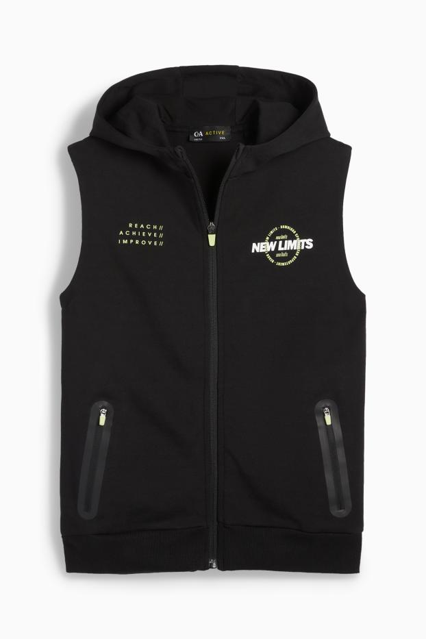 Enfants garçons - Gilet sans manches en molleton avec capuche - noir