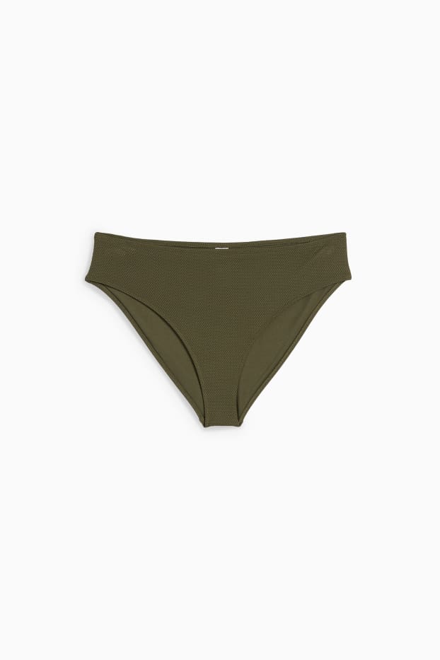 Donna - Slip bikini - vita media - LYCRA® XTRA LIFE™ - tessuto tramato - verde scuro