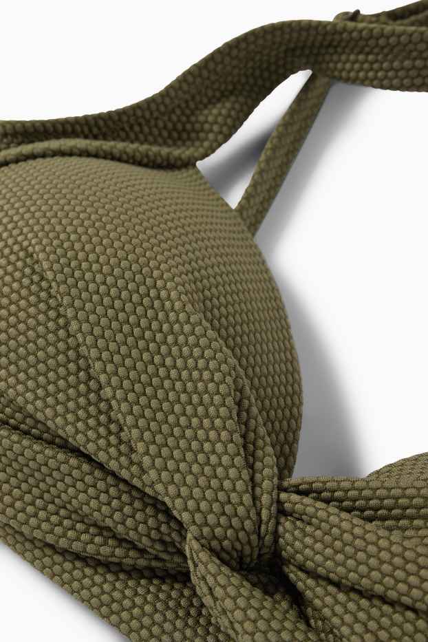Dames - Bikinitop met knoop in de stof - LYCRA® XTRA LIFE™ - gewatteerd - donkergroen