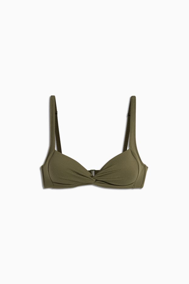 Dames - Bikinitop met knoop in de stof - LYCRA® XTRA LIFE™ - gewatteerd - donkergroen