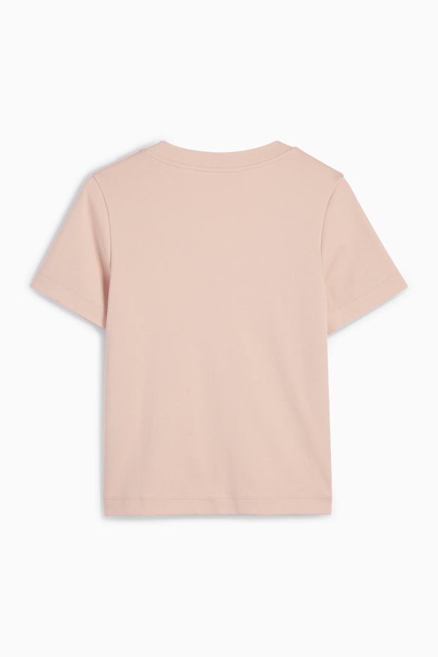 Damen - Basic-T-Shirt mit V-Ausschnitt - rosa