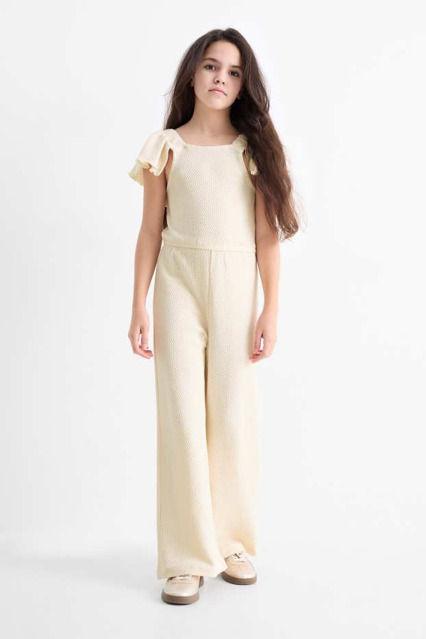 Kinder Mädchen - Jumpsuit - strukturiert - beige
