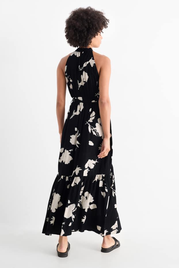 Donna - Vestito fit & flare - a fiori - nero / beige