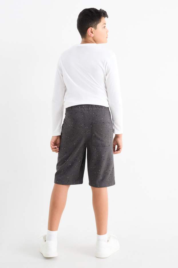 Kinder Buben - Sweat-Bermudas - gemustert - dunkelgrau