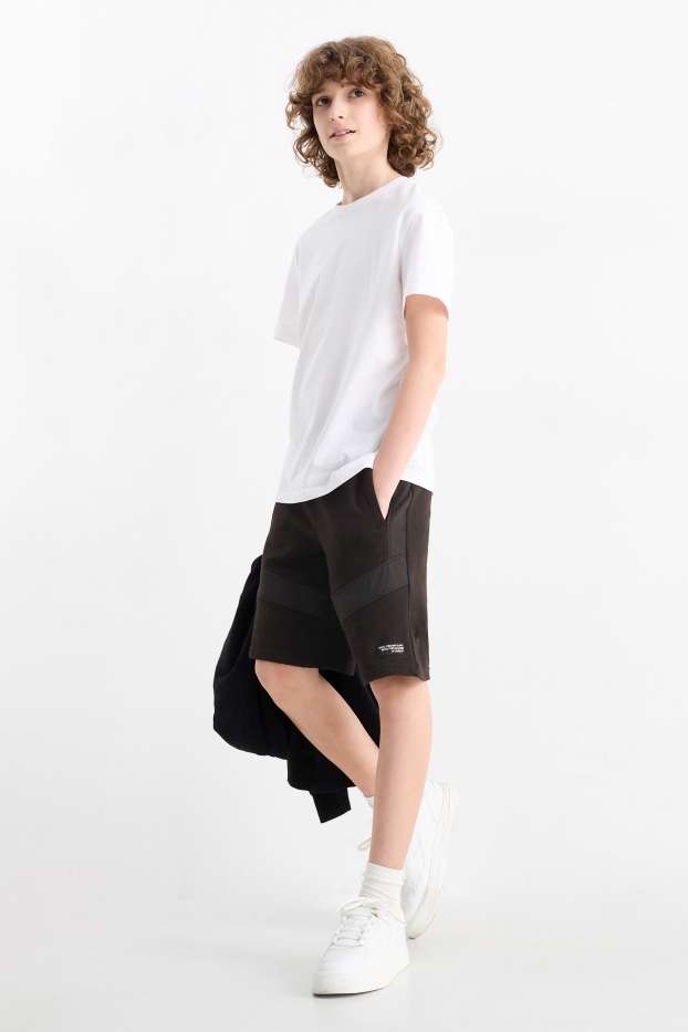 Kinder Buben - Sweatshorts - schwarz