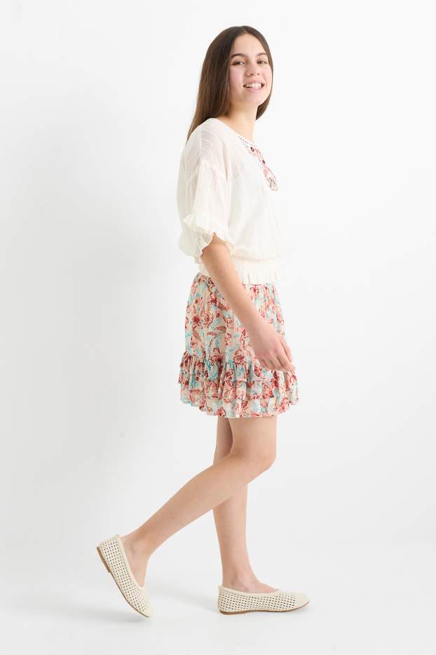 Nena - Faldilla - de flors - blau/beix