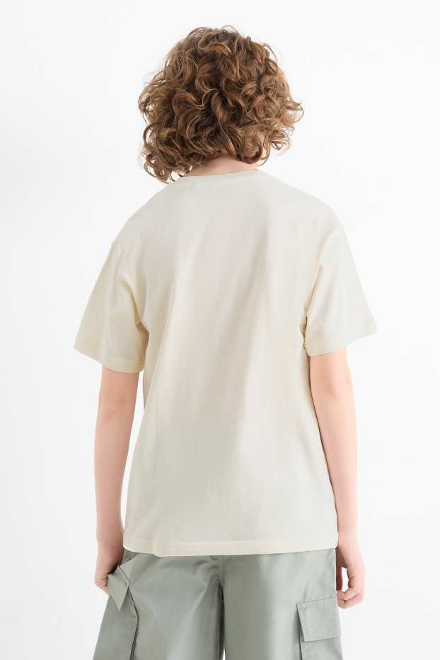 Děti - chlapci - Skejťácký motiv - tričko s krátkým rukávem - krémově bílá