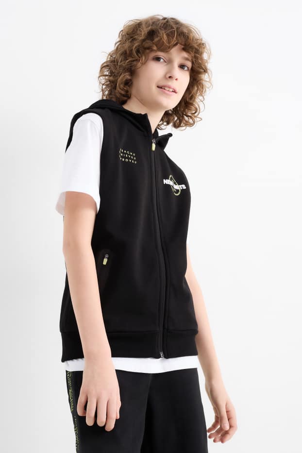 Enfants garçons - Gilet sans manches en molleton avec capuche - noir