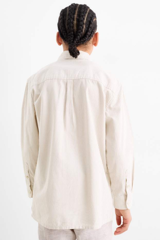 Enfants garçons - Chemise - à rayures - beige